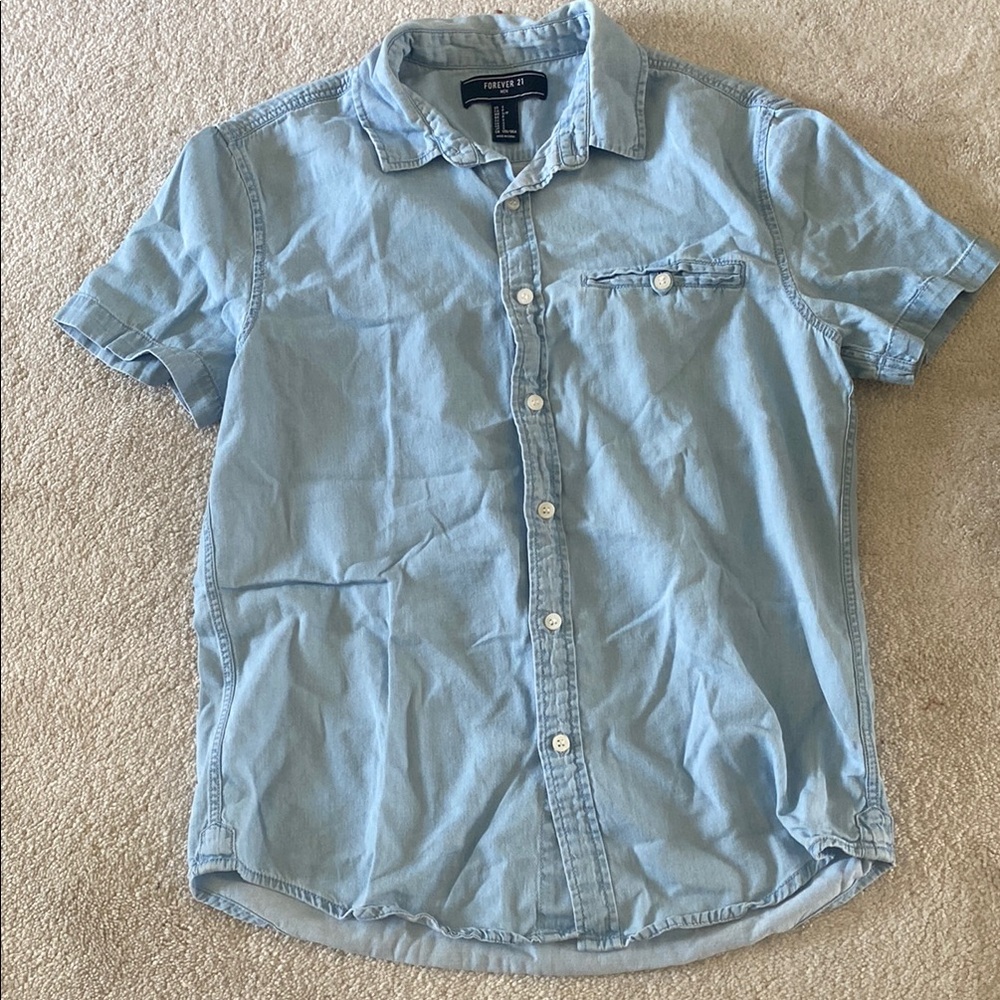 Forever 21 Light Blue Casual Button-Down Shirt